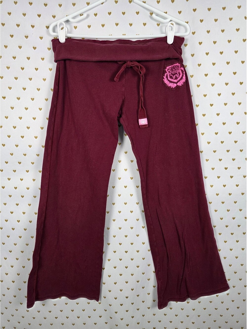 Vintage 2006 Victoria's Secret PINK Phi Beta PINK Foldover Flare Yoga Pants M
